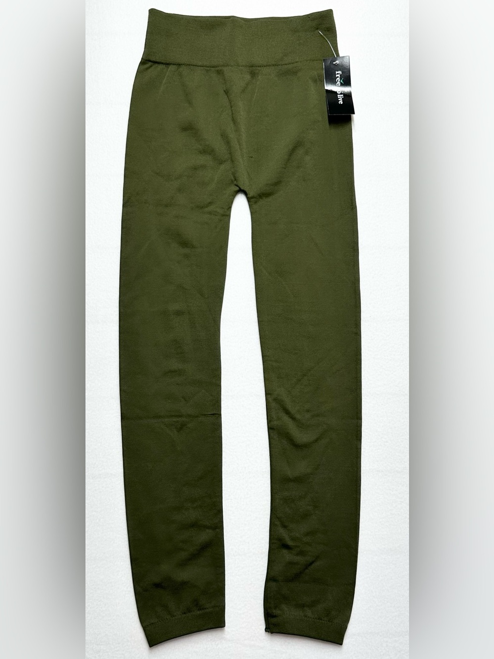 Free To Live Women’s OS Olive Green High‑Waist Fleece‑Lined Leggings – NWT